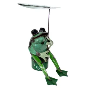 Online Think Outside Iron Sitting Frog with Leaf